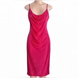 Iris Vibrant Pink Fabric Midi Silk Dress